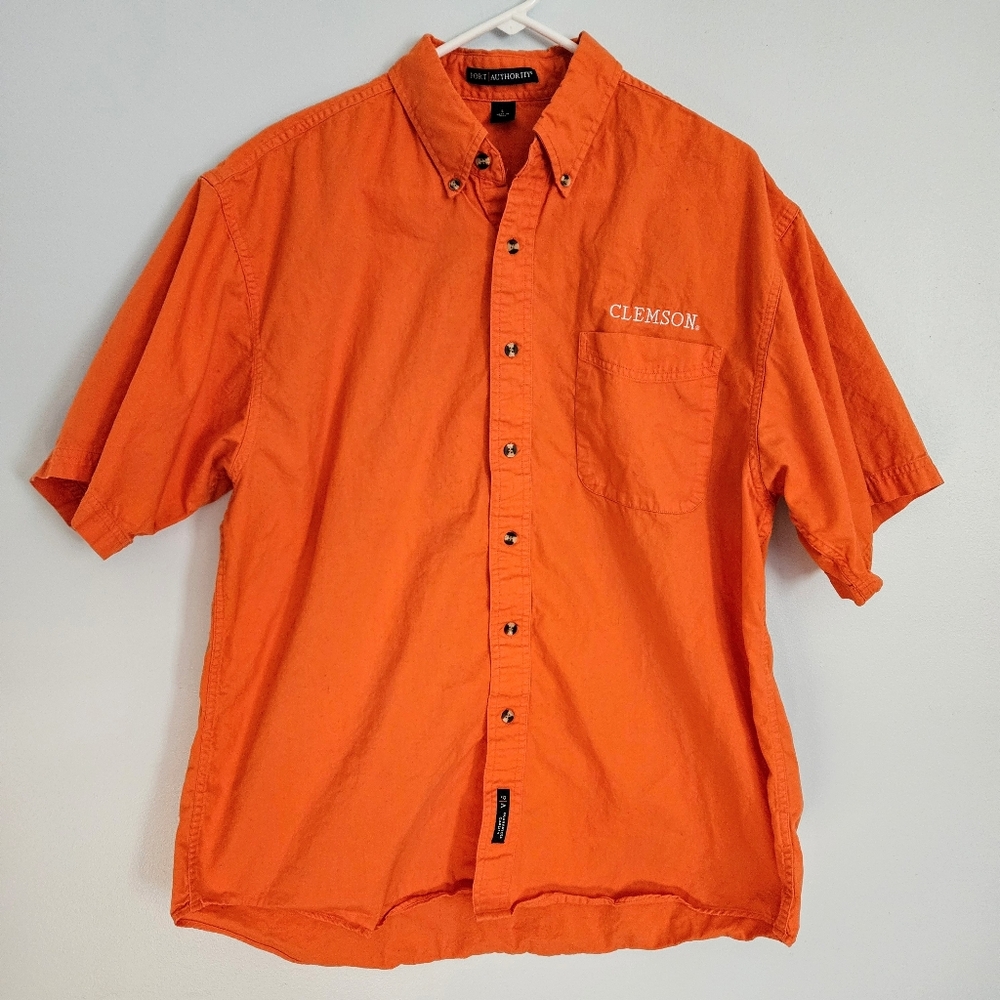 Port Authority Men's Clemson University Orange Button Up Collared Shirt Size L